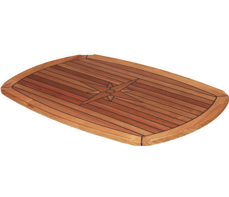 Teaková stolová doska so zakrivenými okrajmi s motívom námornej hviezdy - 61 x 94 cm